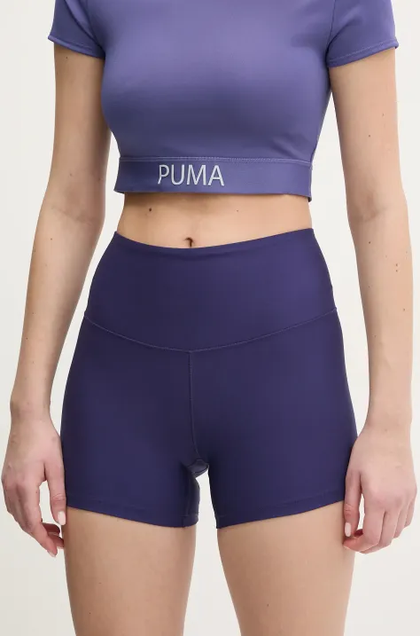 Casall pantaloni scurți de antrenament culoarea negru, uni, high waist, 23149.