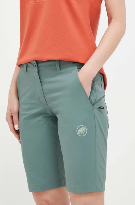 Къс панталон за спортове на открито Mammut Runbold в зелено с изчистен дизайн със стандартна талия