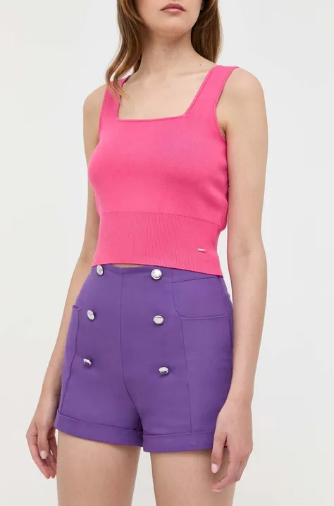 Къс панталон Morgan в лилаво с изчистен дизайн с висока талия