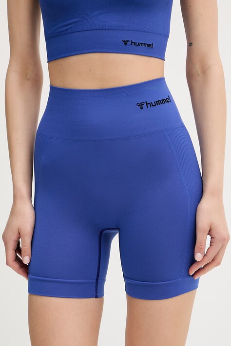 Hummel szorty sportowe damskie HmlTIF SEAMLESS SHORTS niebieskie regular waist 214151