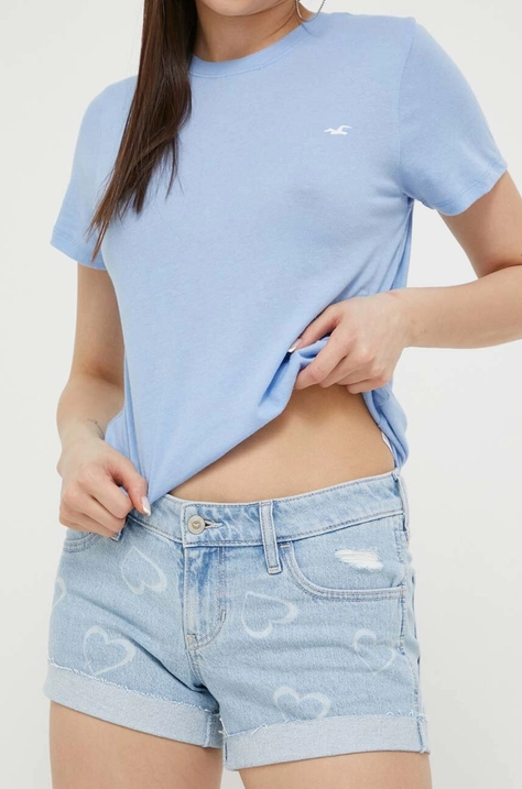 Hollister Co. rövidnadrág CURVY JEANS női, mintás, magas derekú