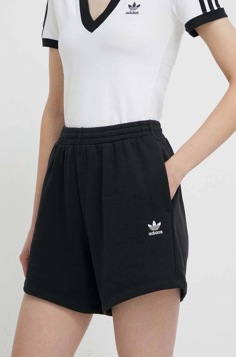 adidas Originals rövidnadrág női, fekete, sima, magas derekú, IA6451