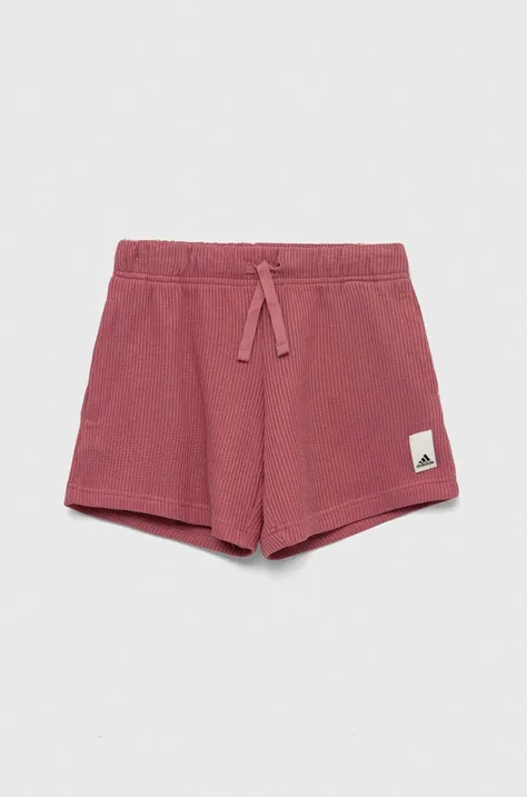 Dječje pamučne kratke hlače adidas G L KN SHO boja: ružičasta, glatki materijal, podesivi struk