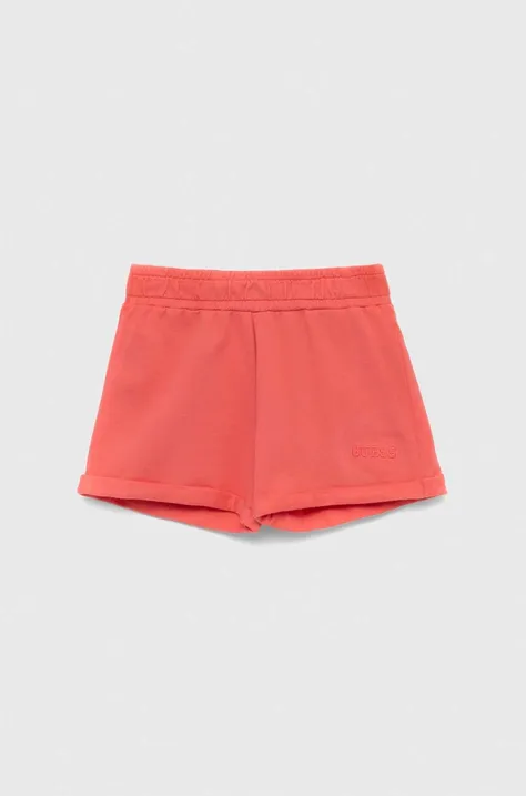 Dječje pamučne kratke hlače Guess boja: ružičasta, glatki materijal