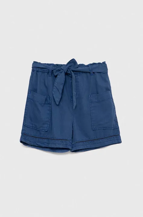 Детски къси панталони Guess в синьо с изчистен дизайн