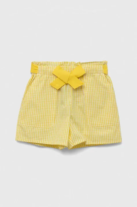United Colors of Benetton pantaloni scurți din bumbac pentru copii culoarea galben, modelator, talie reglabila
