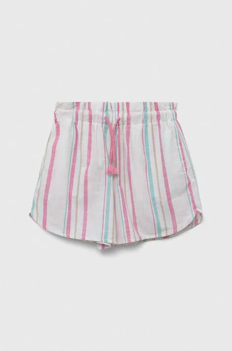 Dječje pamučne kratke hlače United Colors of Benetton boja: bijela, s uzorkom, podesivi struk