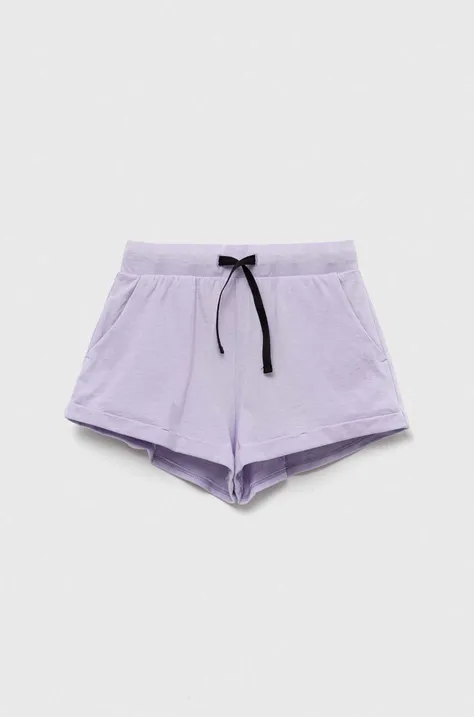 Dječje pamučne kratke hlače Sisley boja: ljubičasta, s tiskom, podesivi struk