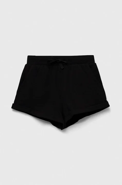 Sisley pantaloni scurți din bumbac pentru copii culoarea negru, cu imprimeu, talie reglabila