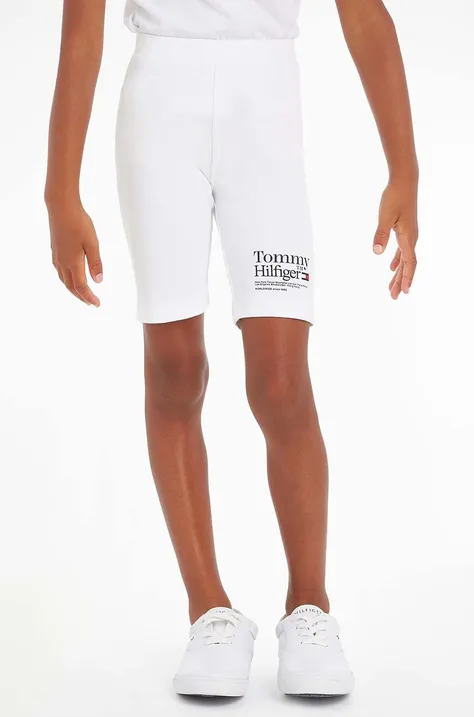Detské krátke nohavice Tommy Hilfiger Biela farba, jednofarebné