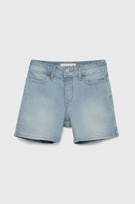 Детски дънков къс панталон Abercrombie & Fitch в синьо с изчистен дизайн