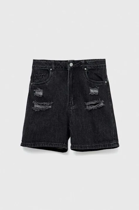 Дитячі джинсові шорти Birba&Trybeyond колір чорний однотонні