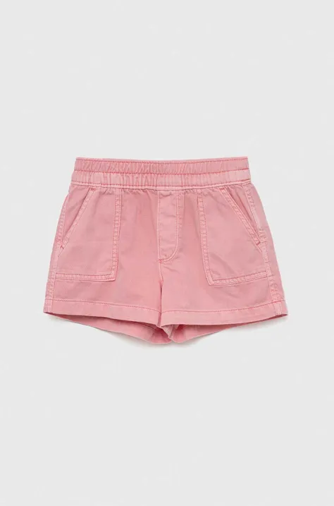 Detské rifľové krátke nohavice GAP ružová farba, jednofarebné