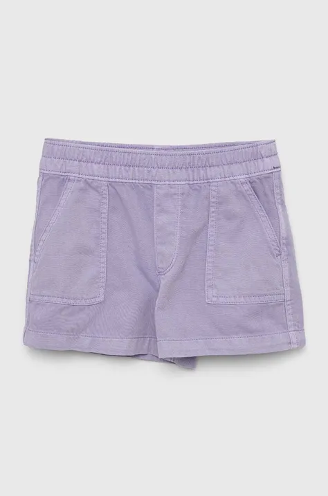 Detské rifľové krátke nohavice GAP fialová farba, jednofarebné
