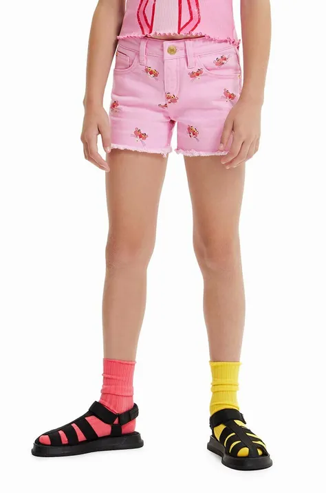 Desigual szorty dziecięce kolor różowy wzorzyste