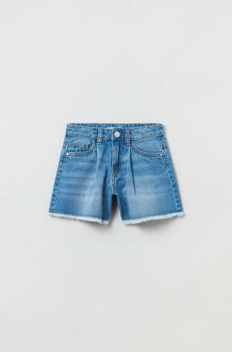 OVS szorty jeansowe dziecięce kolor niebieski gładkie