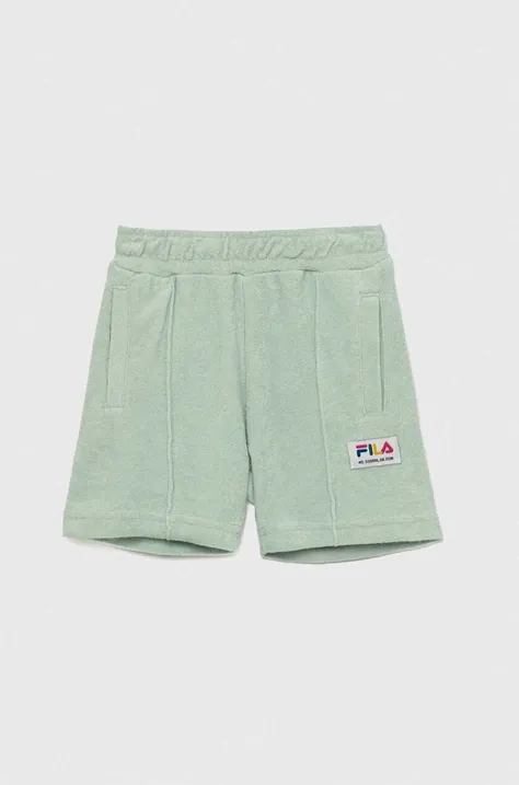 Otroške bombažne kratke hlače Fila zelena barva