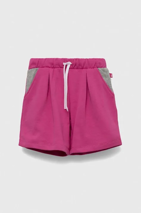 Dječje pamučne kratke hlače United Colors of Benetton boja: ljubičasta, s uzorkom, podesivi struk