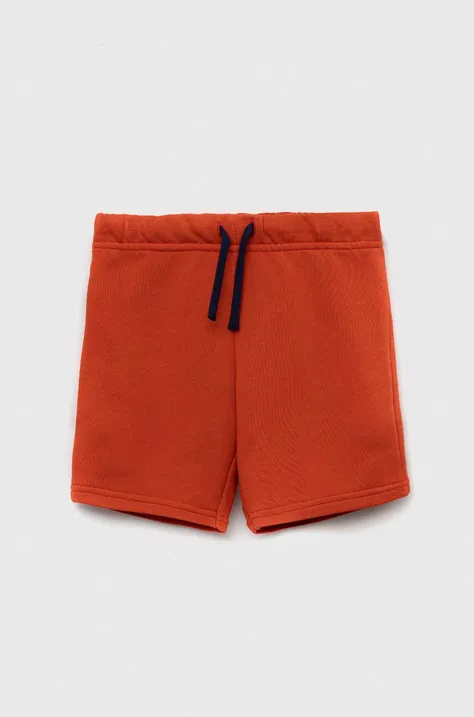 Pamučne kratke hlače United Colors of Benetton boja: narančasta, glatki materijal, podesivi struk