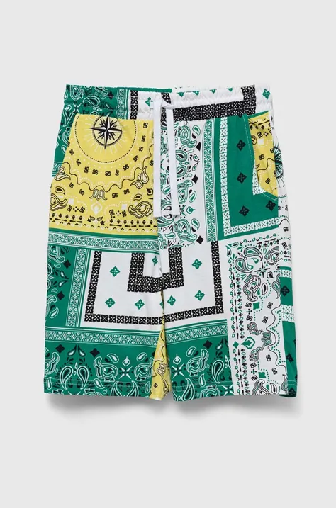 Dječje pamučne kratke hlače United Colors of Benetton boja: zelena, s uzorkom, podesivi struk