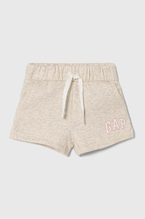 GAP pantaloni scurti copii culoarea bej, cu imprimeu, talie reglabila