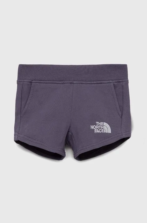 The North Face pantaloni scurți din bumbac pentru copii culoarea violet, cu imprimeu