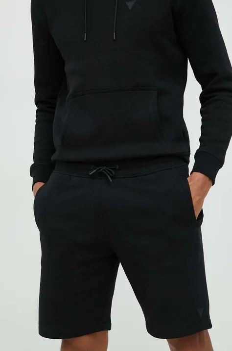 Kratke hlače Guess za muškarce, boja: crna, melanž