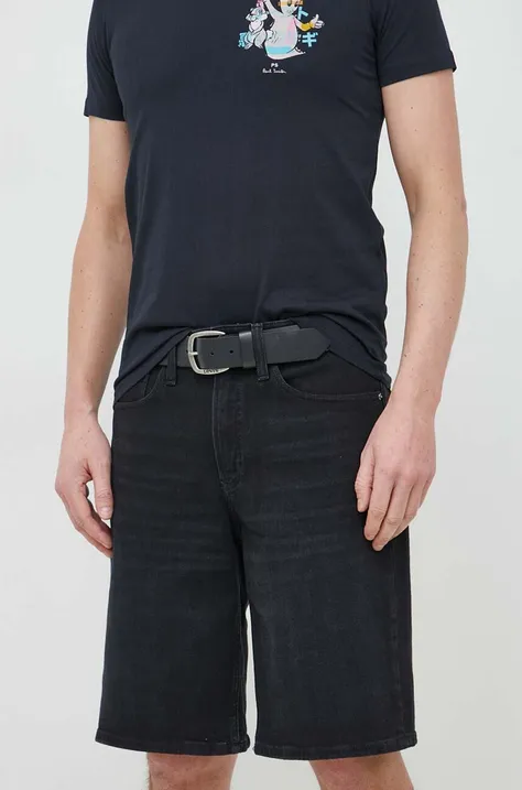 Rifľové krátke nohavice Calvin Klein pánske, čierna farba