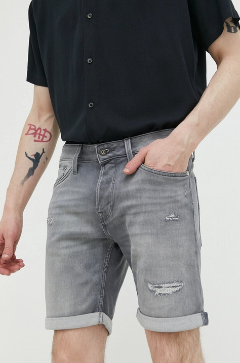 Jack & Jones szorty jeansowe JJIRICK męskie kolor szary 12224128