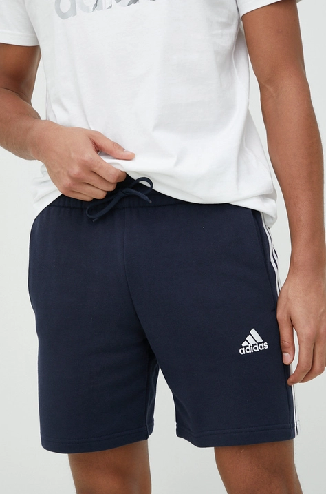 adidas pantaloni scurți din bumbac bărbați, culoarea bleumarin IC9436