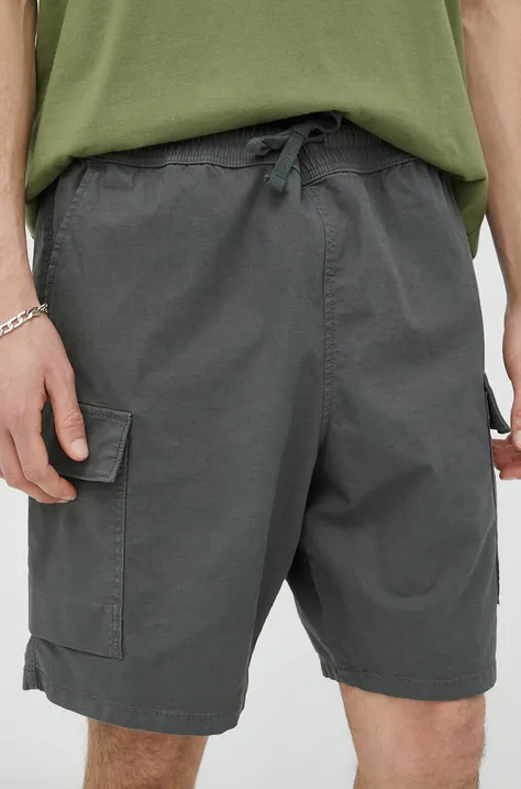 Kratke hlače iz mešanice lana Levi's siva barva