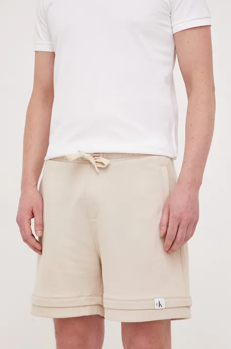 Kratke hlače Calvin Klein Jeans moški, bež barva