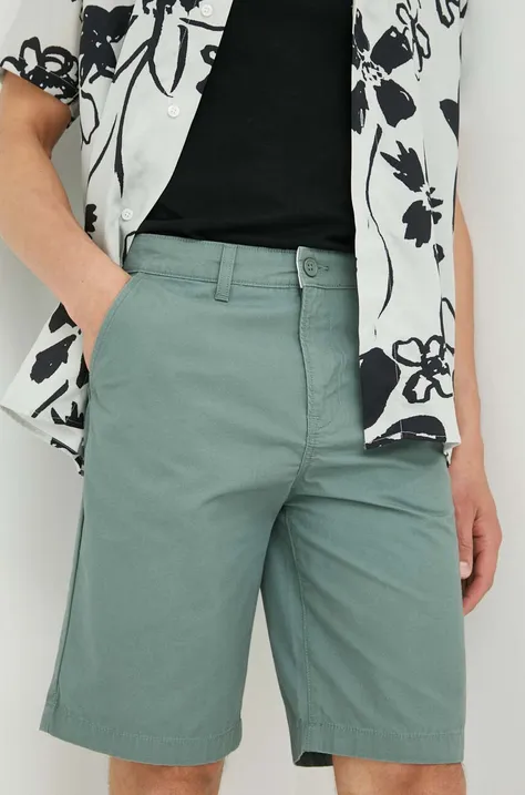 Bombažne kratke hlače Lee zelena barva