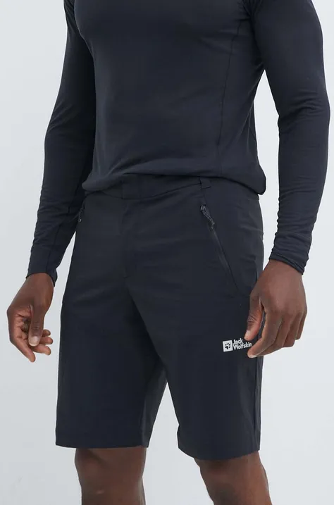 Športové krátke nohavice Jack Wolfskin GLASTAL pánske, čierna farba, 1508231
