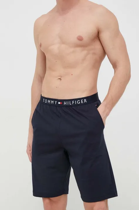 Kratka pidžama Tommy Hilfiger boja: tamno plava, glatka