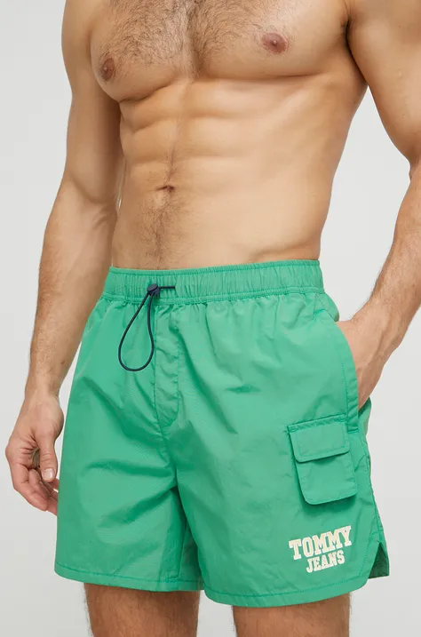 Kopalne kratke hlače Tommy Jeans zelena barva