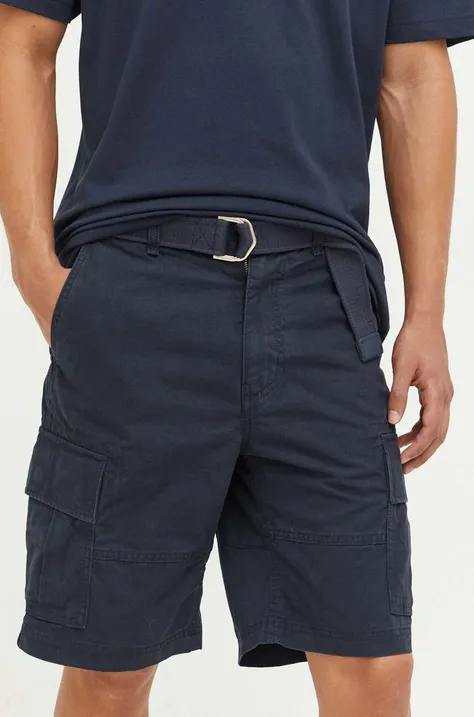 Superdry pantaloni scurti din bumbac culoarea albastru marin