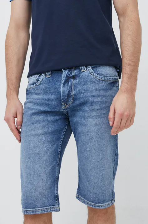 Дънкови къси панталони Pepe Jeans Cash в синьо