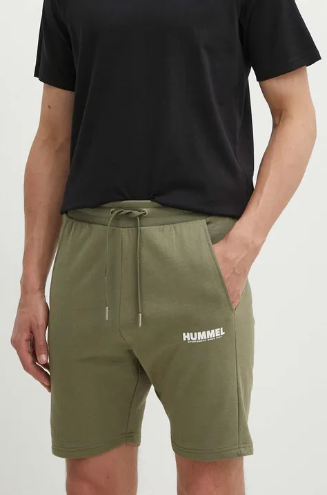 Bombažne kratke hlače Hummel zelena barva
