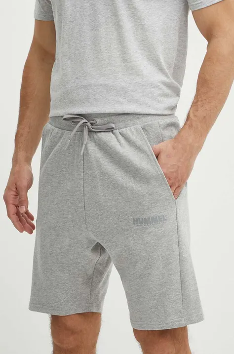Bombažne kratke hlače Hummel siva barva