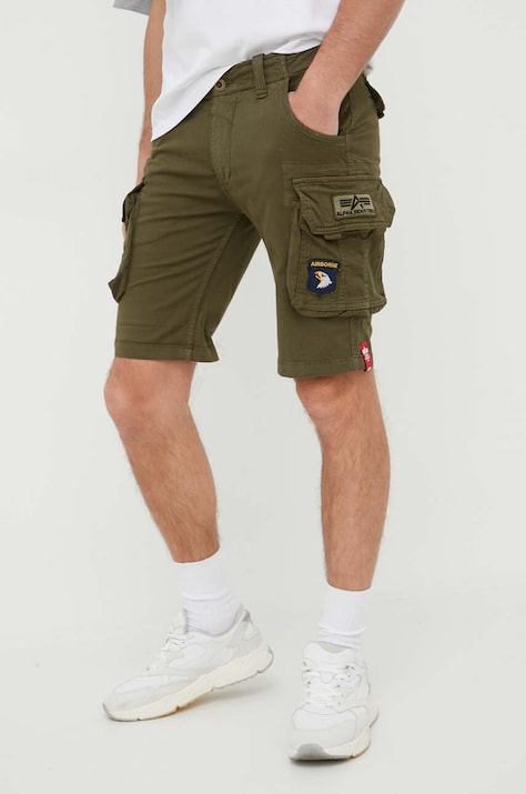 Šortky Alpha Industries 186209.142-DarkOlive, pánske, zelená farba