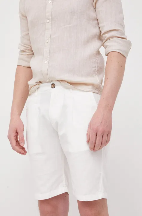 Pepe Jeans szorty z domieszką lnu Arkin kolor biały