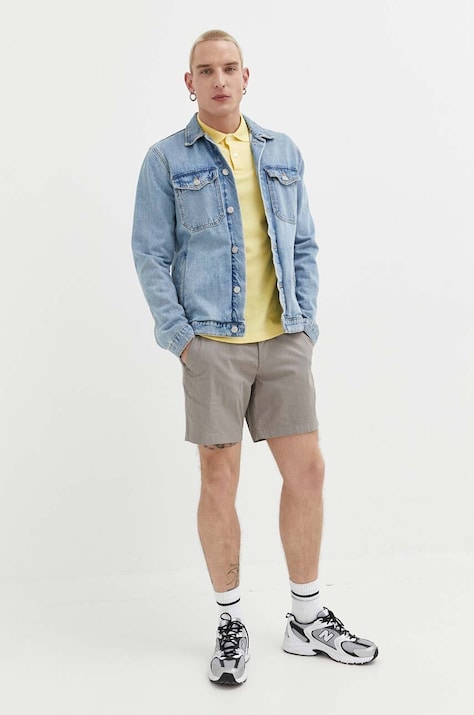 Abercrombie & Fitch pantaloni scurti barbati, culoarea gri