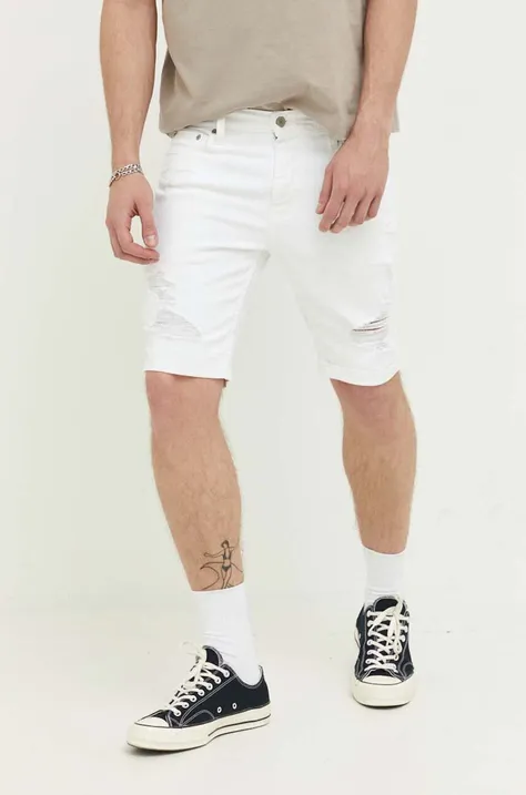 Дънков къс панталон Hollister Co. в бяло
