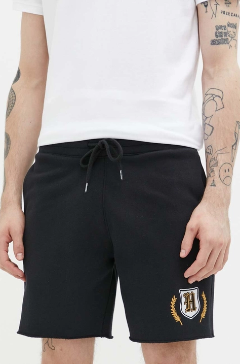 Hollister Co. pantaloni scurti barbati, culoarea negru