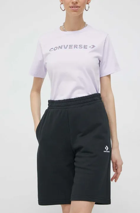 Къс панталон Converse в черно с изчистен дизайн