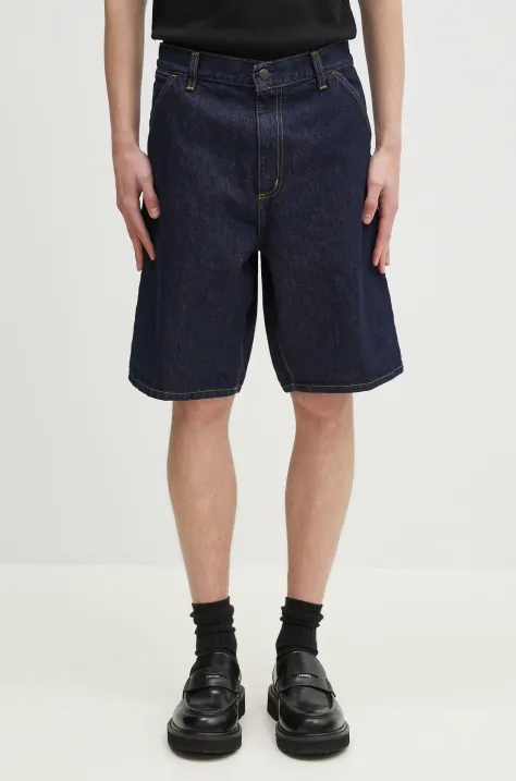 Carhartt WIP pantaloncini di jeans Single Knee Short uomo colore blu navy I032026.102