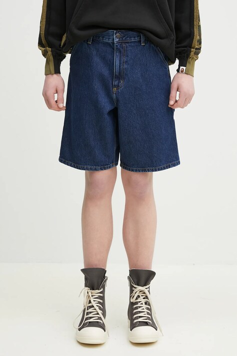 Τζιν σορτς Carhartt WIP Single Knee Short χρώμα: μπλε, I032026.106