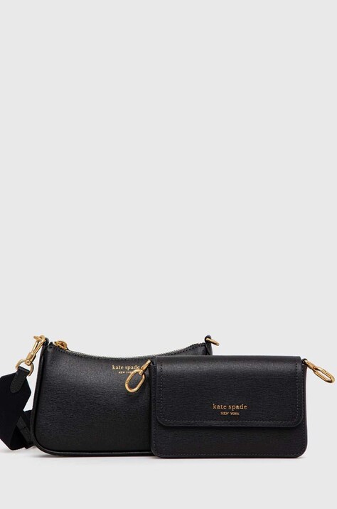 kožená kabelka Kate Spade černá barva