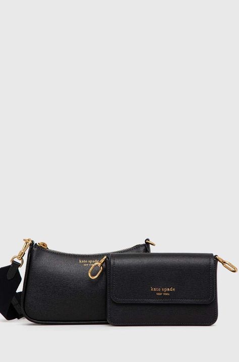 Kate Spade poseta de piele culoarea negru